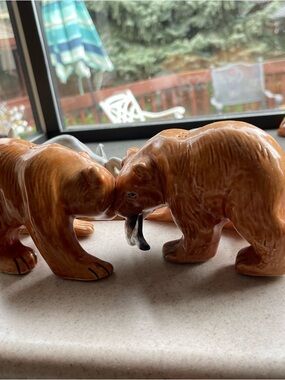 Brown Ceramic Bear Figurine Pair - Home Accents